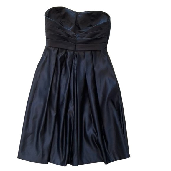 Bill Levkoff Navy Blue Satin Cocktail Bridesmaid Dress Size 8 EUC - Picture 7 of 10